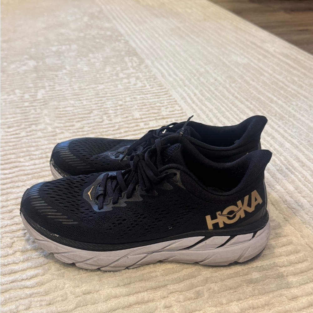 Hoka Black and White Athletic Sneakers